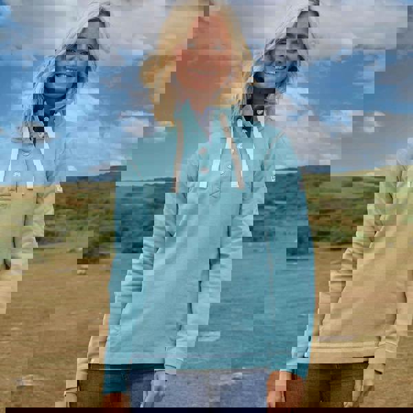 Lazy Jacks Women's Pique Button Neck Sweatshirt - Spearmint