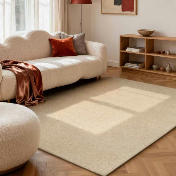Wool Rug Knots Light Beige, Durable and Soft Pile rug, Heat insulting