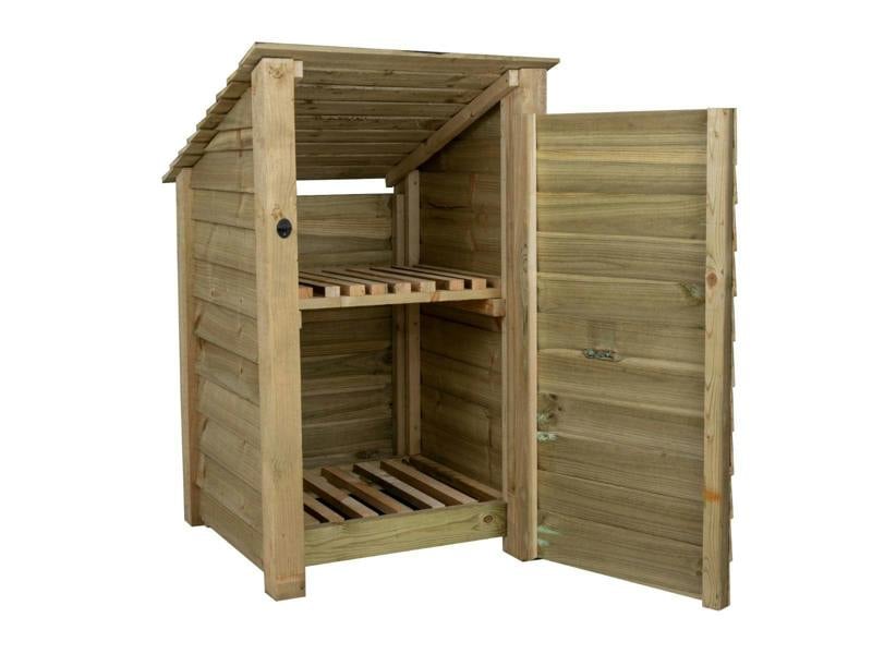 Arbor Garden Solutions Wooden Log Store with Door and Shelf (Roof Sloping Back) W-79cm, H-126cm or 180cm, D-88cm