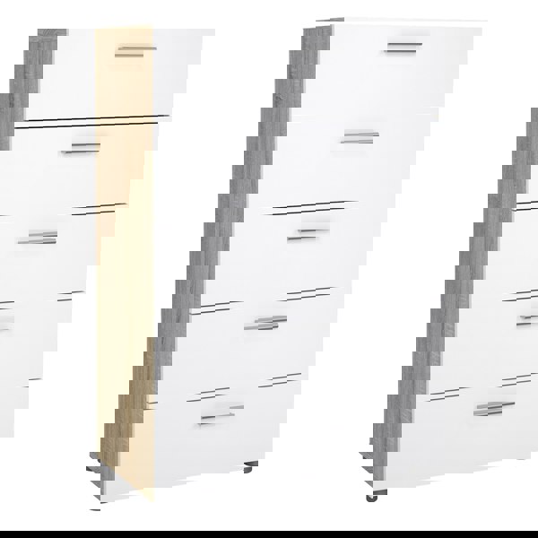 Furniture To Go Pepe Chest of 5 Drawers in Oak with White High Gloss