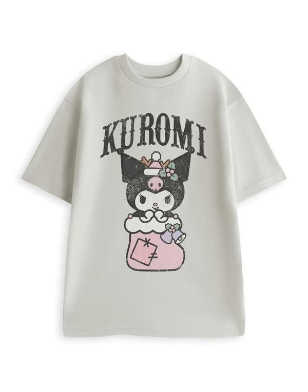 Hello Kitty & Friends Womens Grey Kuromi Stocking Short Sleeved T-Shirt