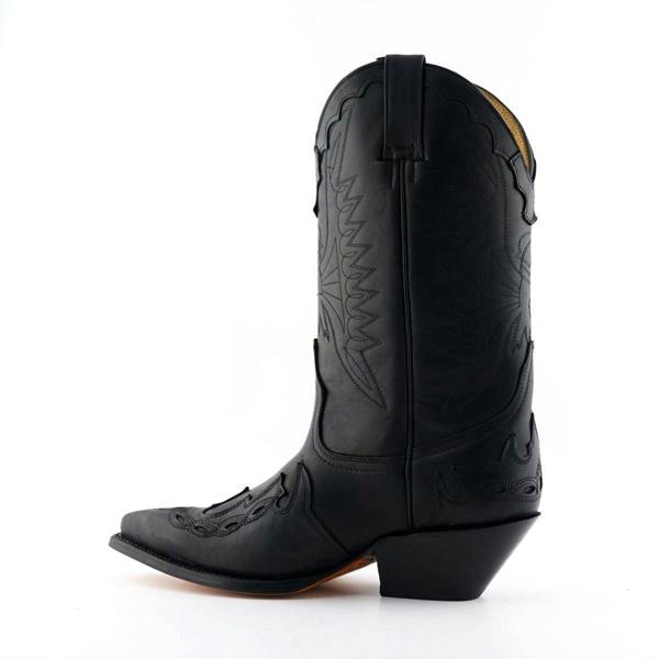 Grinders Unisex Black Leather Cowboy Boots-Arizona HI