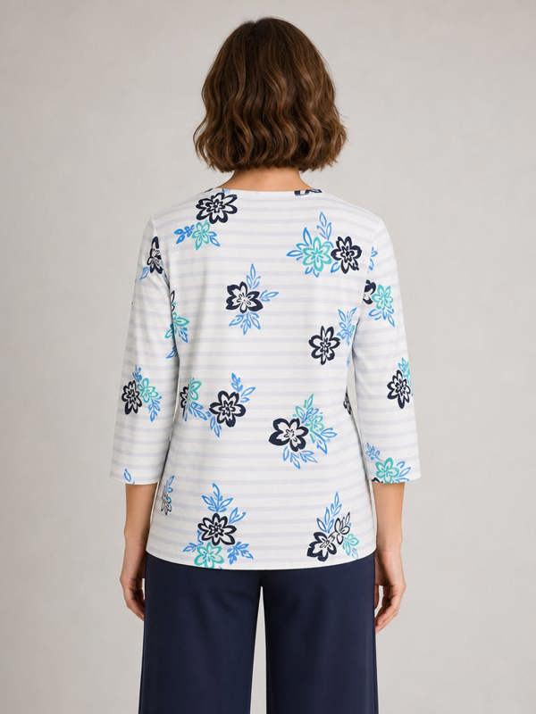 TIGI Stripe And Bloom Print Top