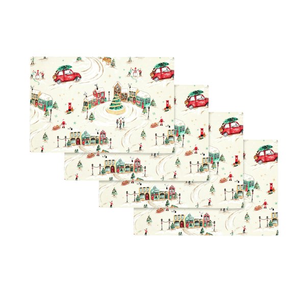 Catherine Lansfield Christmas Town Cotton Dining Placemat 4 Pack Natural