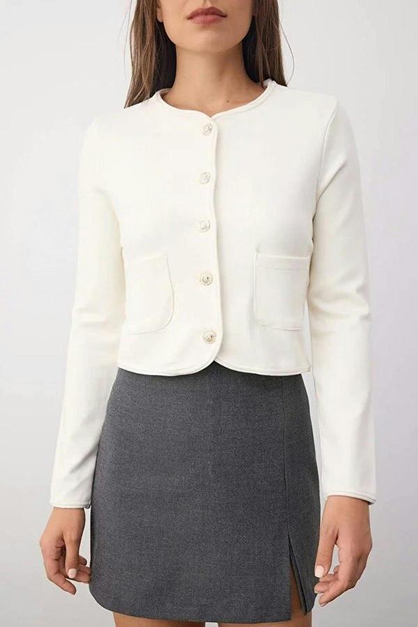WOVCOR Knitted Jacket with Button and Pocket Details