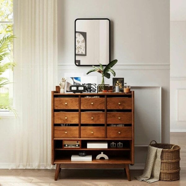 Bobobiy Rectangular Wall Mirror with HD Glass - Black