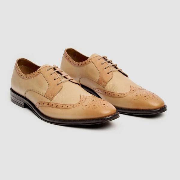 House Of Cavani Lorenzo - Men's Ivory Burnished Leather Oxfords Shoes