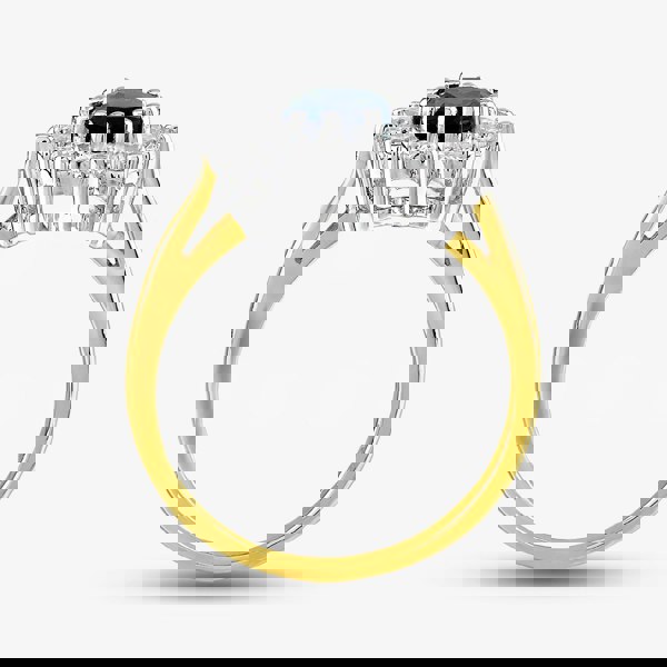 T. H. Baker 9ct Yellow Gold Blue & Clear Crystal Cluster Ring DIV046B