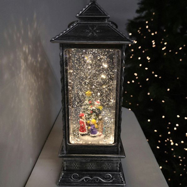 Samuel Alexander 27cm Glitter Water Spinner Lantern - Warm White LED - Christmas Tree