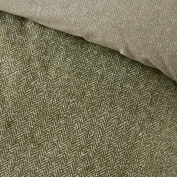 Catherine Lansfield Brushed Herringbone Cotton Reversible Duvet Cover Set Green