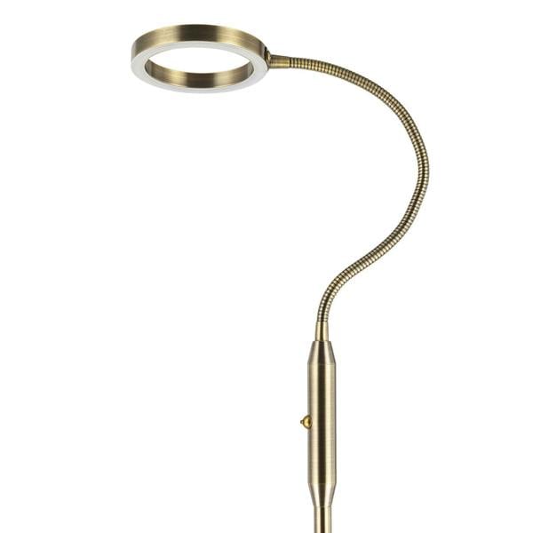 Modern Antique Brass Task Floor Lamp with LED Halo Ring and CCT Dimmer Image 4