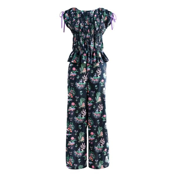 Cath Kidston Womens/Ladies Island Print Peplum Top - Black - 