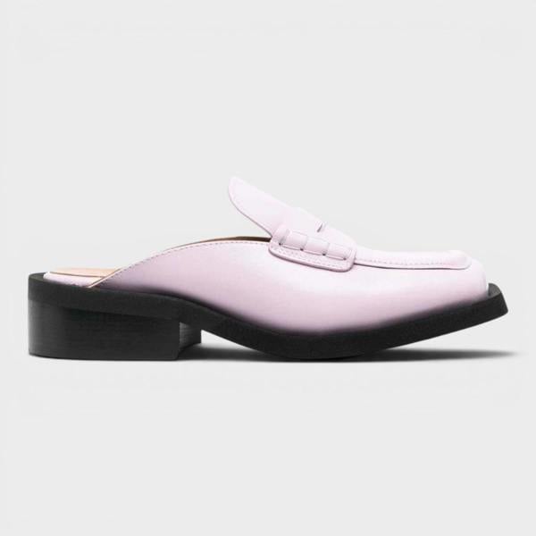 GANNI Leather Loafer Mules Winsome Orchid