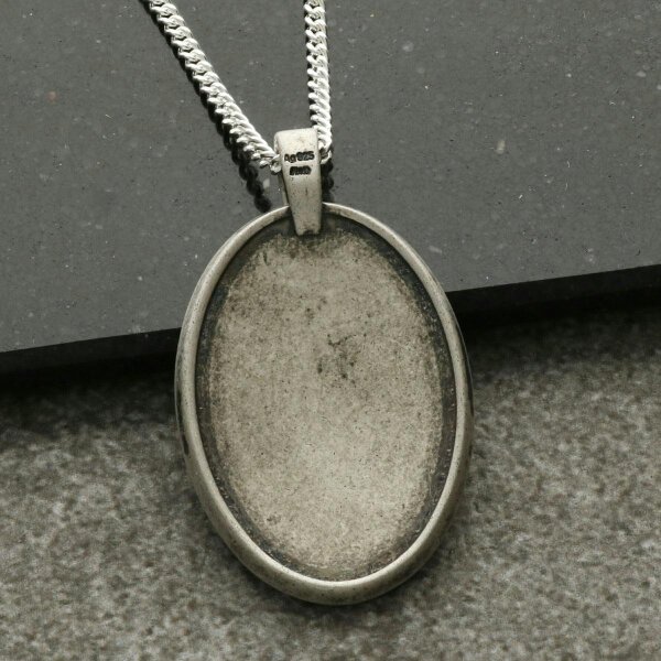 Christopher James of London Antique Finish Sterling Silver Oval Cross Pendant With Optional Chain