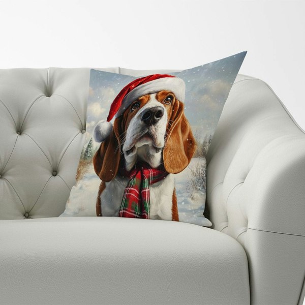 Warren Reed Snowy Christmas Bassett Hound Cushion