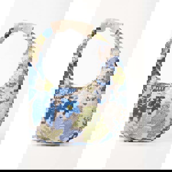 Blue Vanilla Embellished Floral Hobo Bag