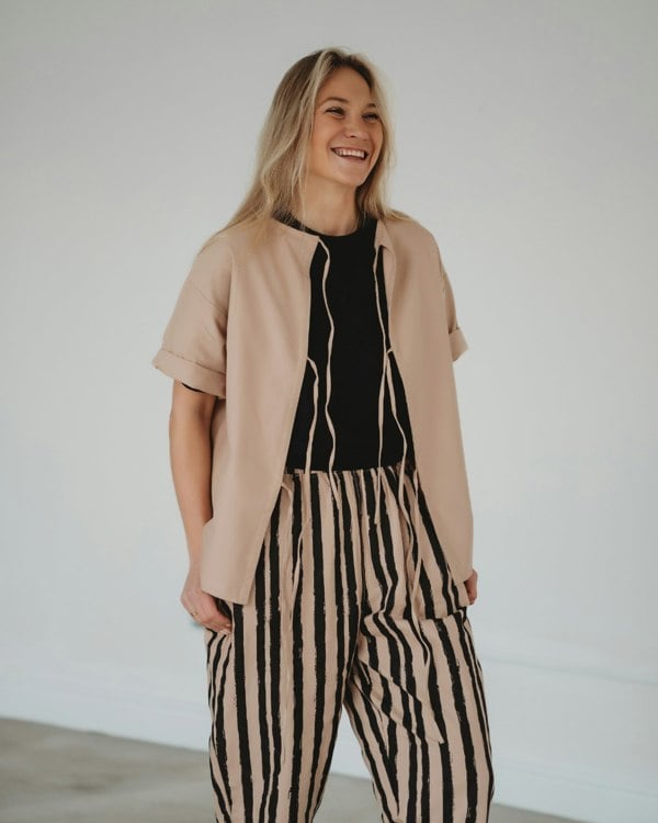 Oragnic cotton Doris Beige Tie Back Top - image 4
