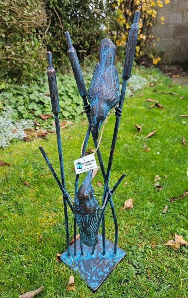 Inspirational Gifting Birds on Reeds Garden Sculpture Statue Ornament