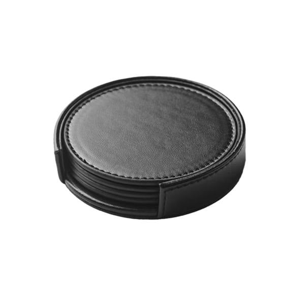 MidOcean Posa PU Coaster Set - Black - 
