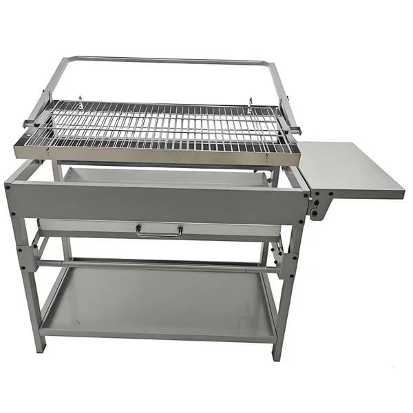 Gr8 Garden XL Stainless Steel Charcoal BBQ Grill with Side Shelf