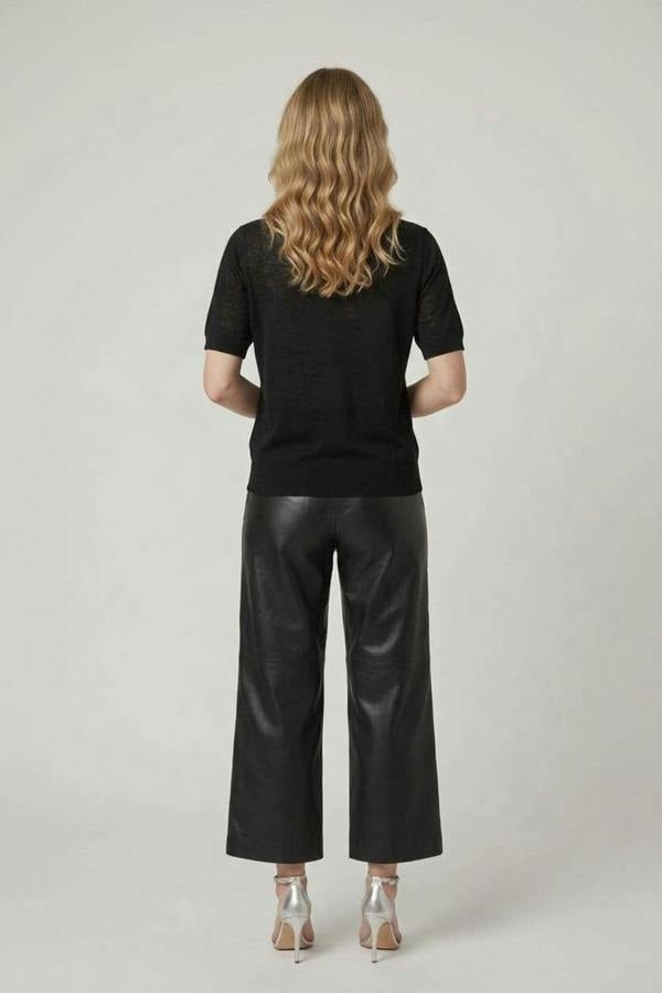 Black | Abstract Diamante Short Sleeve Knit Top