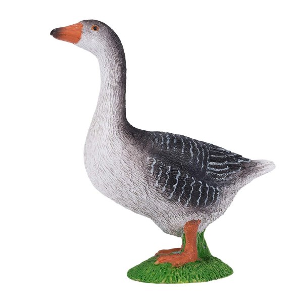 Mojo Fun Goose Grey Farmyard Toy Figure 8 cm Height Approx - 381039