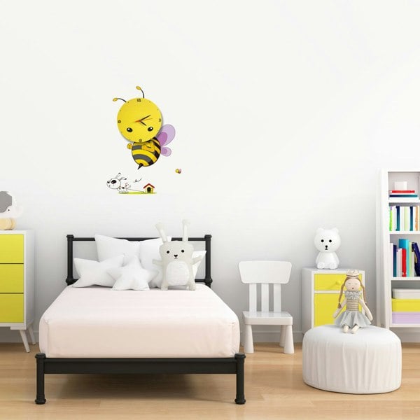 Milagro Bee LED Childrens Clock Lamp Charming Fun Night Light Ultra Low Consumption 0.6W Colourful Wall Decals Create A 3D Effect