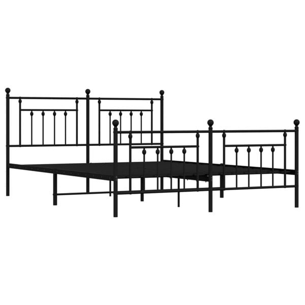 Berkfield Metal Bed Frame with Headboard and Footboard Black 180x200 cm
