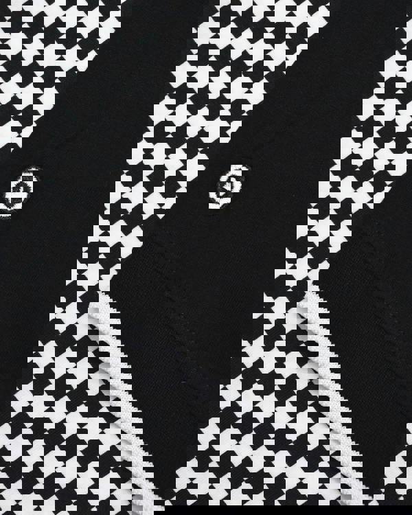 Lambretta Mens Checkered Casual Retro Mod Ska Black Polo Shirt