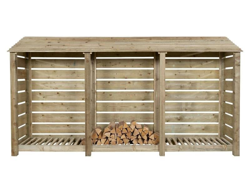 Arbor Garden Solutions Slatted Wooden Log Store W-335cm, H-126cm or 180cm, D-88cm