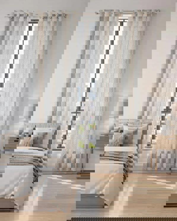 Anyhouz Anydrape 300cm Curtain Beige Modern Waffle Plaid for Living Room Bedroom Dining Balcony Luxury Window Drapes