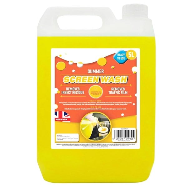 1 x 5L High Performance Yellow Summer Screen Wash Ready To Use