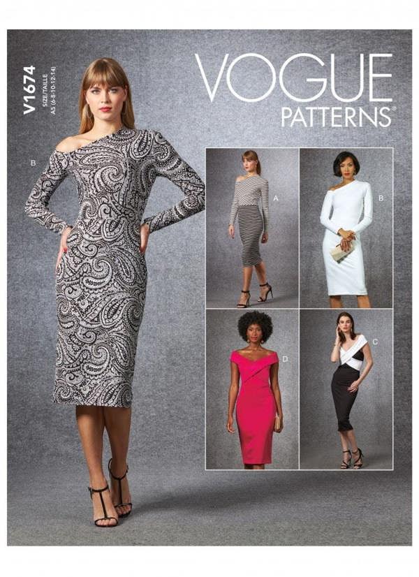 Vogue Sewing Pattern 1674, Dresses for Women, A5 (6-8-10-12-14) - Easy