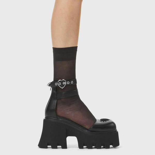 Lamoda Work It Stylish Black PU Chunky Platform Shoes Trendy Summer Footwear