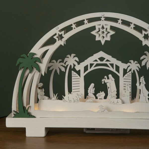 Samuel Alexander 20cm Battery Operated Warm White LED Wooden Arch Nativity Scene Christmas Decoration