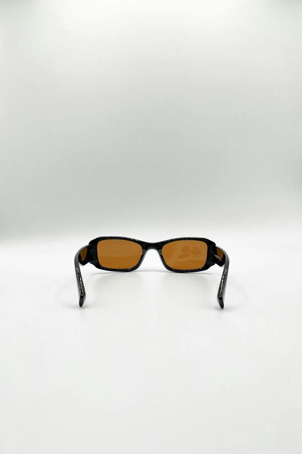 SVNX Bold Retangle Sunglasses In Brown Stripe