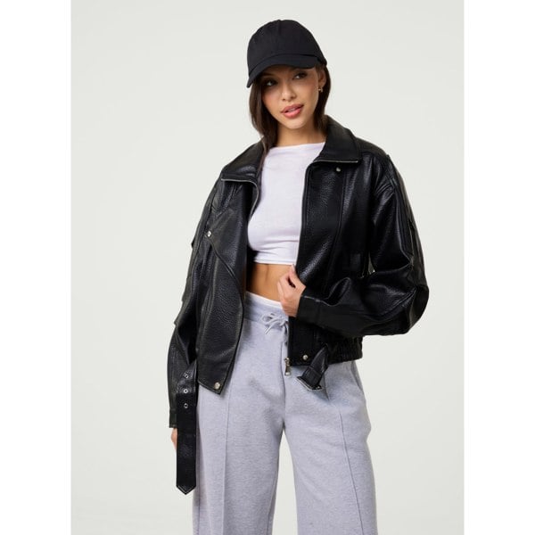 Pink Vanilla Oversized PU Leather Jacket