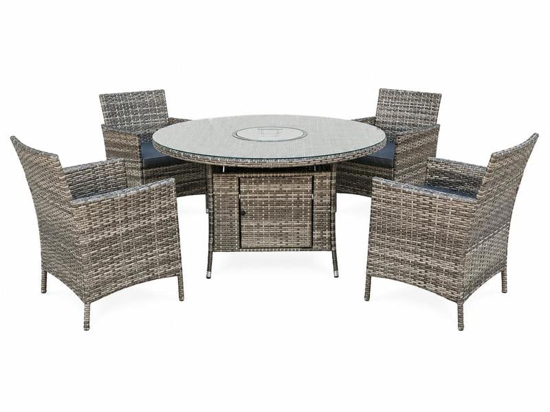 Amazon Rattan Fire Pit Dining Set - Round Table with 4 Chairs