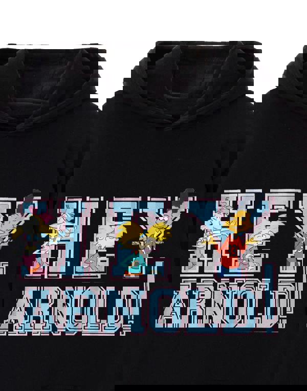 Hey Arnold Unisex Black Collegiate Letters Hoodie