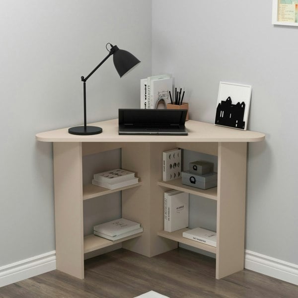 Destina Home Corner Computer Desk with Shelves-Gredos