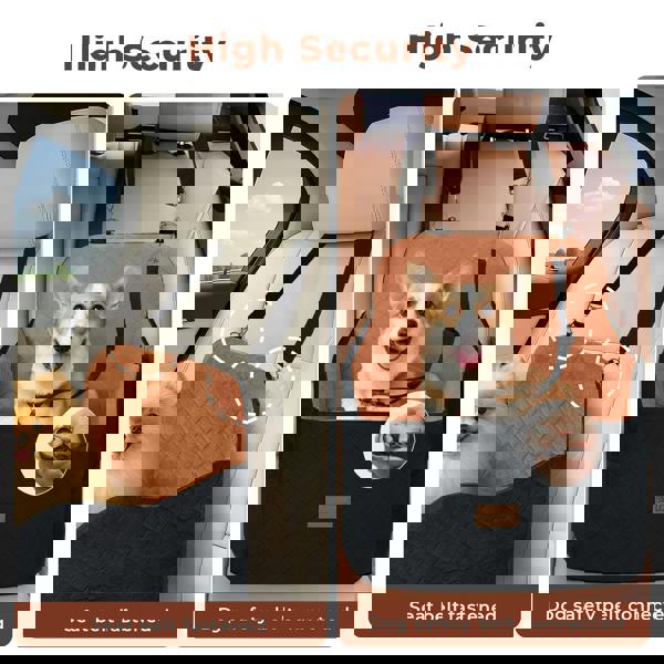 Skylos Dog Booster Car Seat for Small to Medium Pets up to 35 lbs Portable Brown