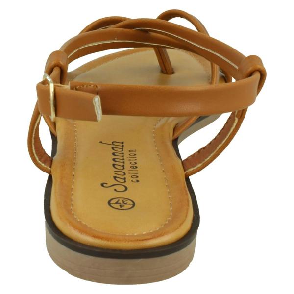 Savannah Ladies Savannah Flat Strappy Toepost Sandal with Buckle Strap F00444