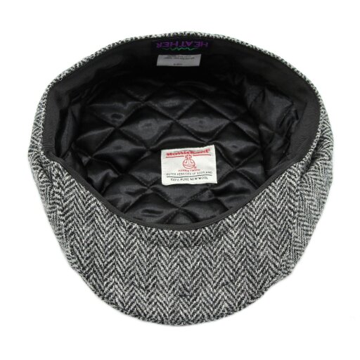 Heather Hats & Accessories Genuine Harris Tweed 8-Panel Flat Cap, Satin Lining, Outdoor Wear, Birch Grey