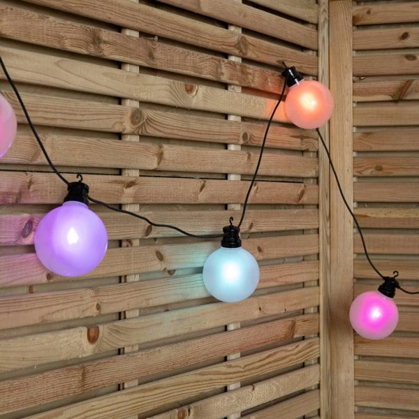 Samuel Alexander 4.5m Set of 10 Frosted Ball Style Cap String Lights with Filament in Rainbow