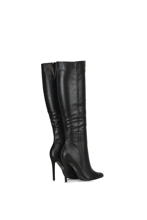 XY LONDON Pointed Toe Zip Up Knee High Stiletto Heel Long Boots