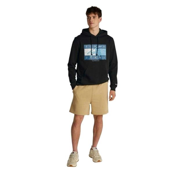 Tommy Jeans Mens Flags Hooded Regular Hoodie - Black - 