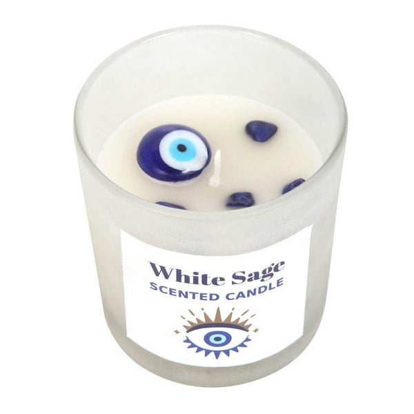 Something Different White Sage All Seeing Eye Scented Candle - Frosted/White