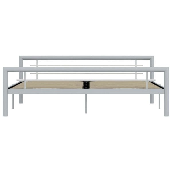 Berkfield Bed Frame Grey and White Metal 180x200 cm 6FT Super King