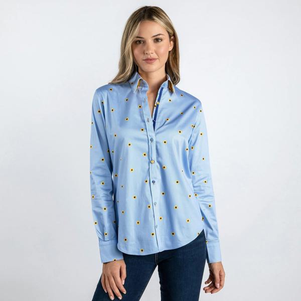 ZIGZAG SUNFLOWER WOMENS PRINT SHIRT - Premium Men's Patterned Shirt by Claudio Lugli | Bold Design, Tailored Fit, Best Printed Shirts
