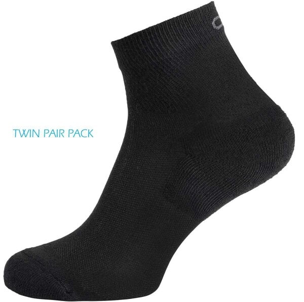 ODLO Mini-Crew Active Sports Socks Twin Pair Pack {O-763830} - Black - Medium